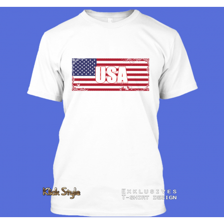 T-Shirt Wort auf Flagge "USA"